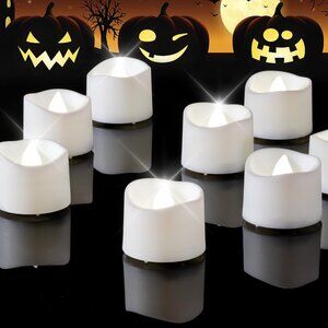 Cool White Flameless LED Tea Lights Candles, 200+Hour Battery Operated Fake Elec